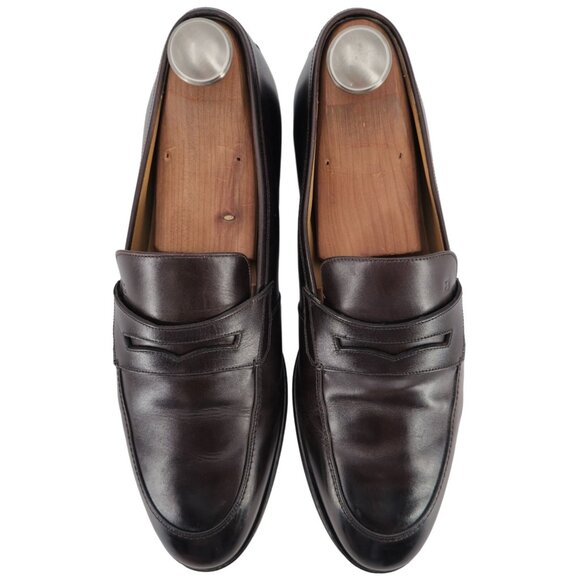 Bally Switzerland Webb Dark Brown Leather Penny Loafers Mens 10.5 Dress Shoes
